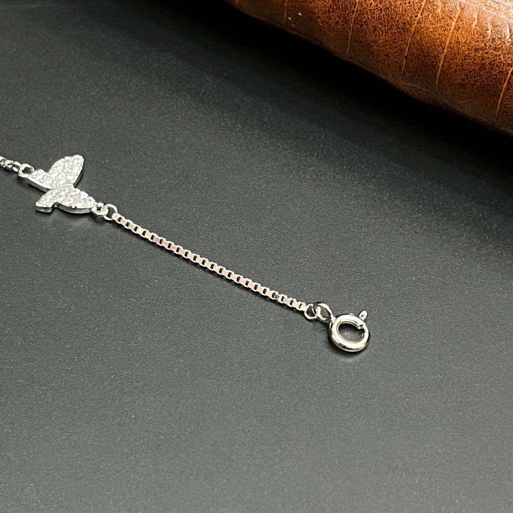 Silver Ladies Bracelet Three White Butterfly Charms 925
