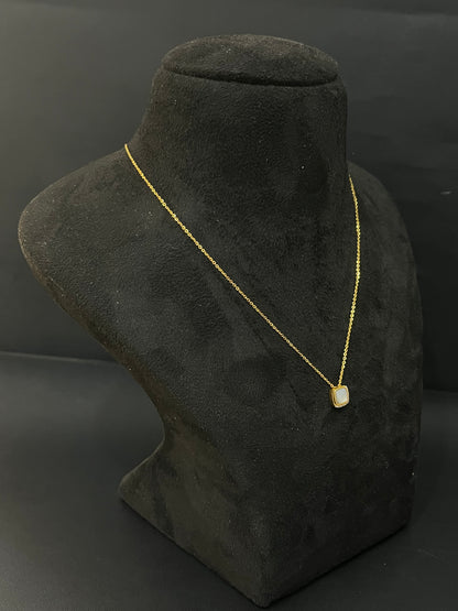 Silver Ladies Pendant Chain Green Mozonite Gold