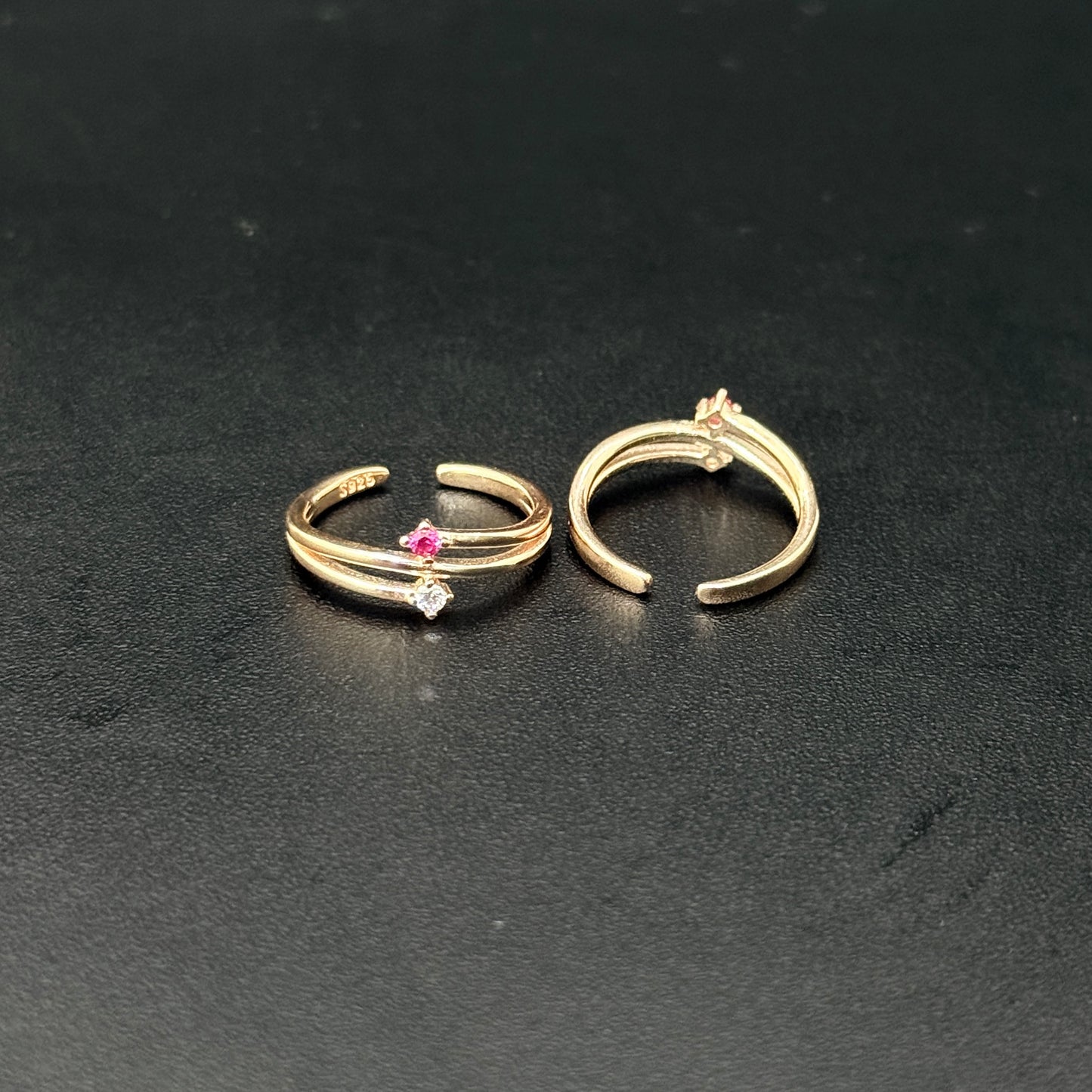 Ladies Toe Rings Rosegold Layer Cut