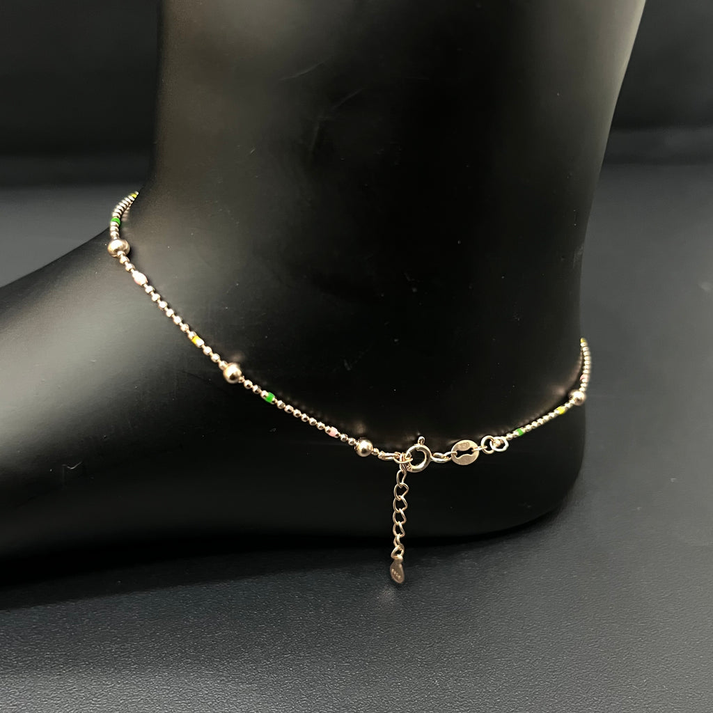 Silver Ladies Anklet Mini Balls RG