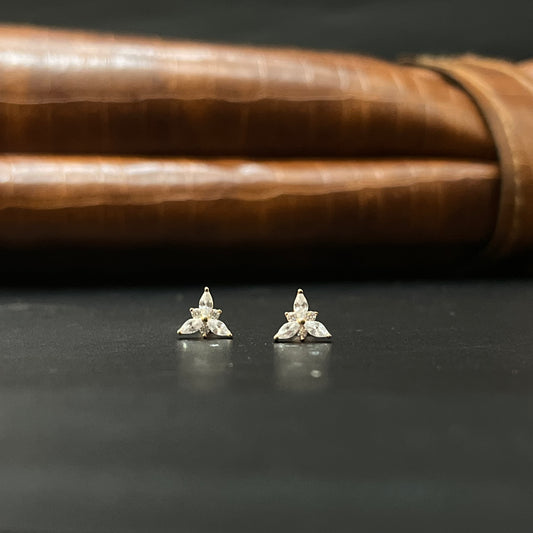 Silver Second Studs 3 sTAR  Rosegold