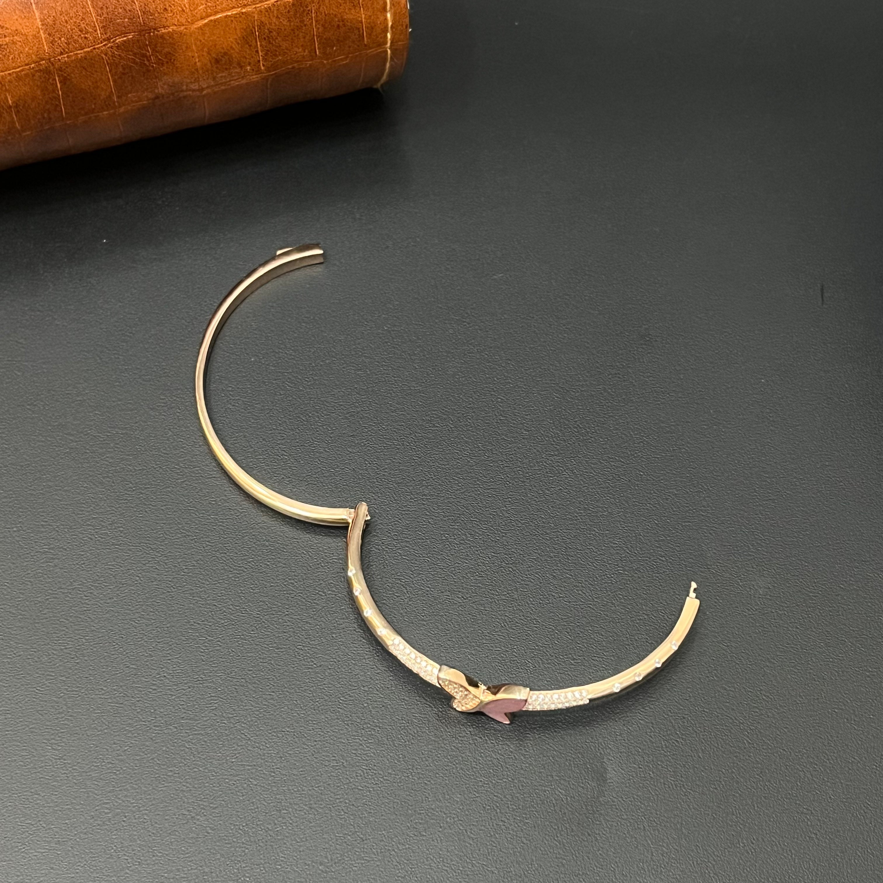 Silver Ladies Kada Butterfly Pink Rosegold