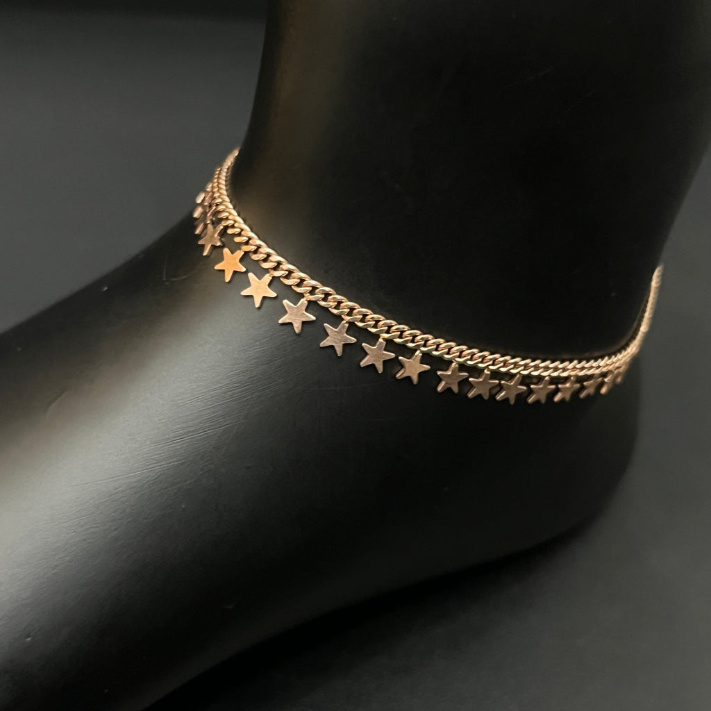 Ladies Silver Anklet  White Beads RG