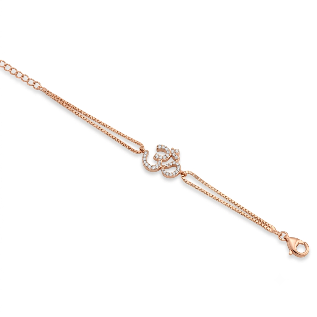 Silver Ladies Bracelet OM Premium Double Layer 1  Rose Gold 925