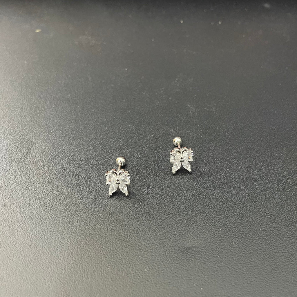 Silver Second Stud Bow Butterfly RosegoldGold