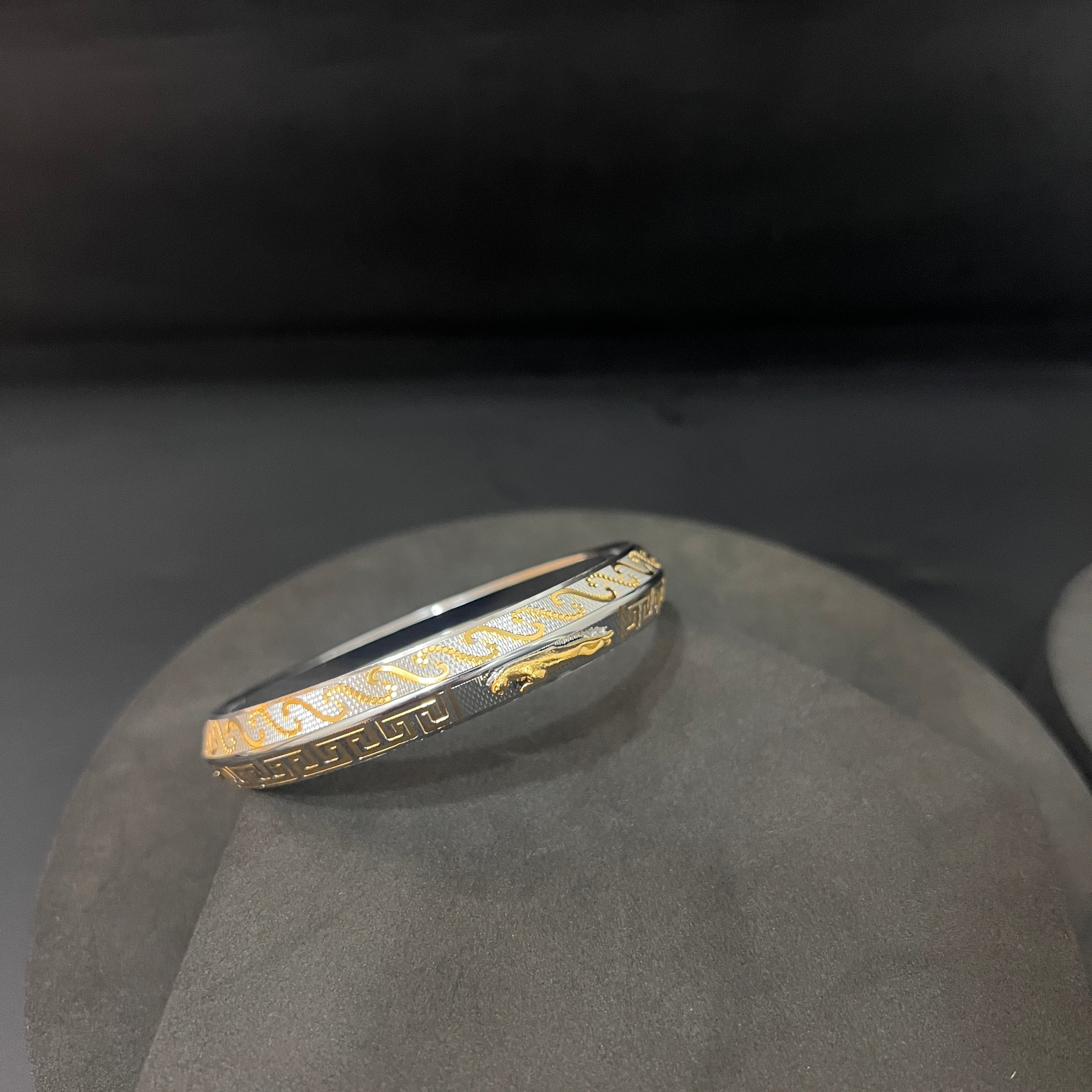 Silver Mens Kada Silver Gold Polish CNC Jaqaur DS 2