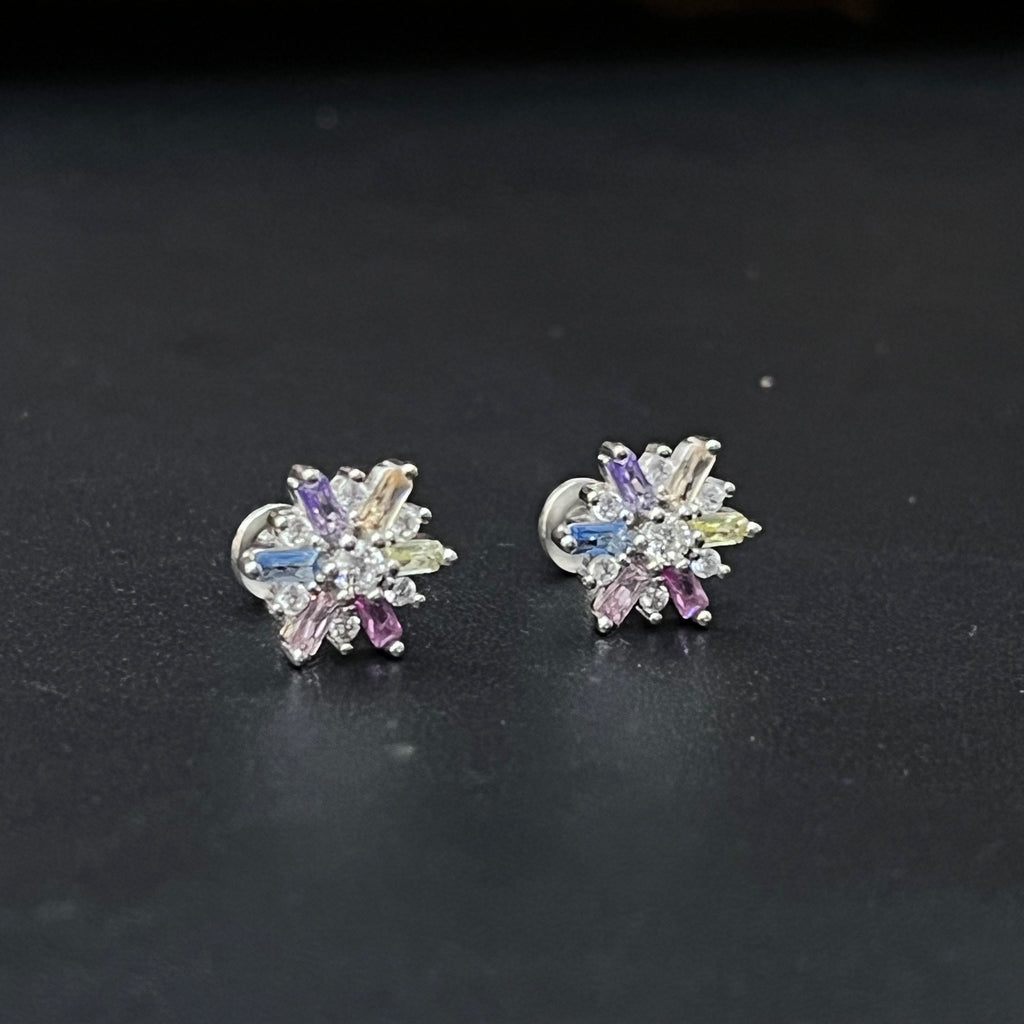 Silver Ladies Stud Crystal White