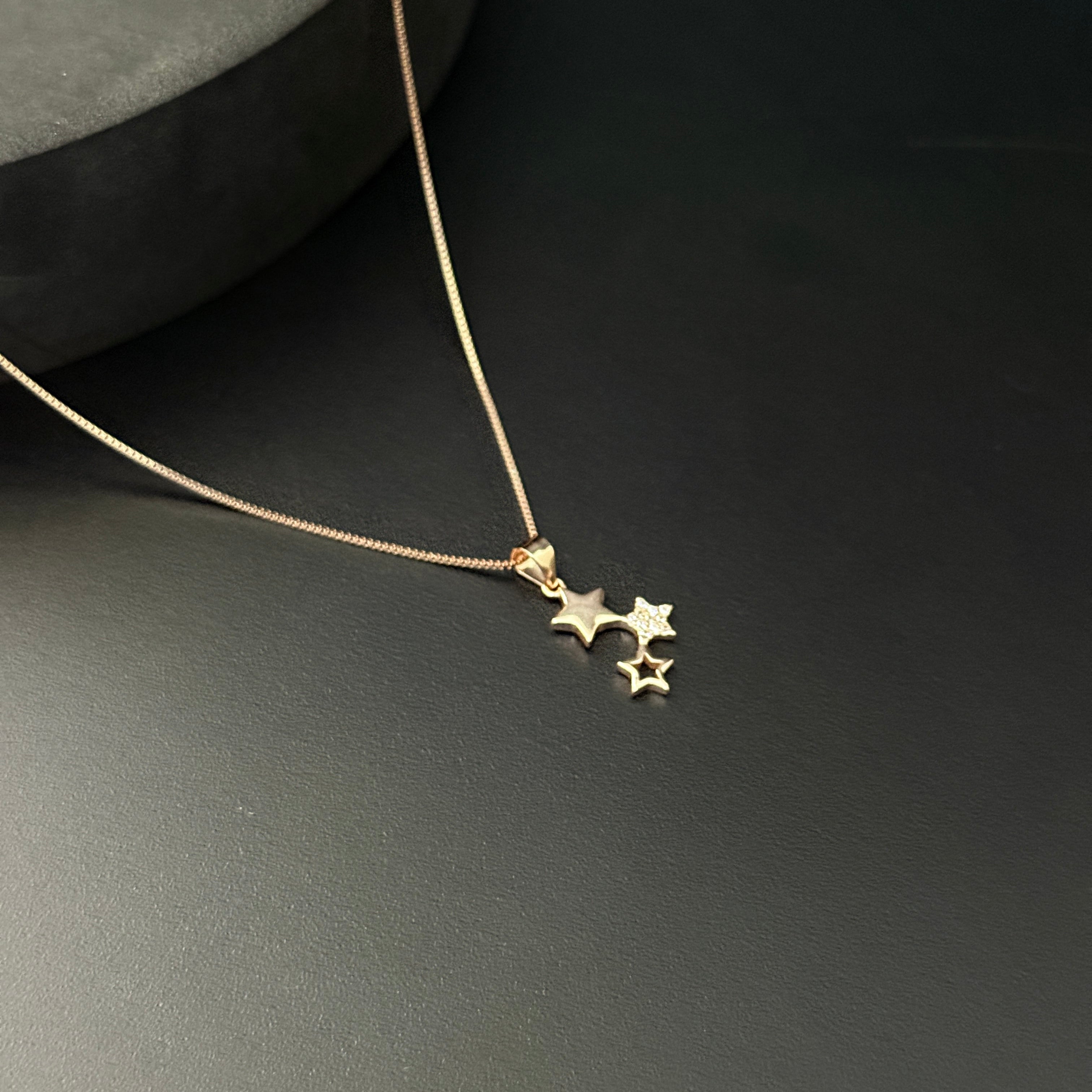 Silver Ladies Pendant Star Rosegold