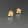 Silver Studs Rosegold White Stone