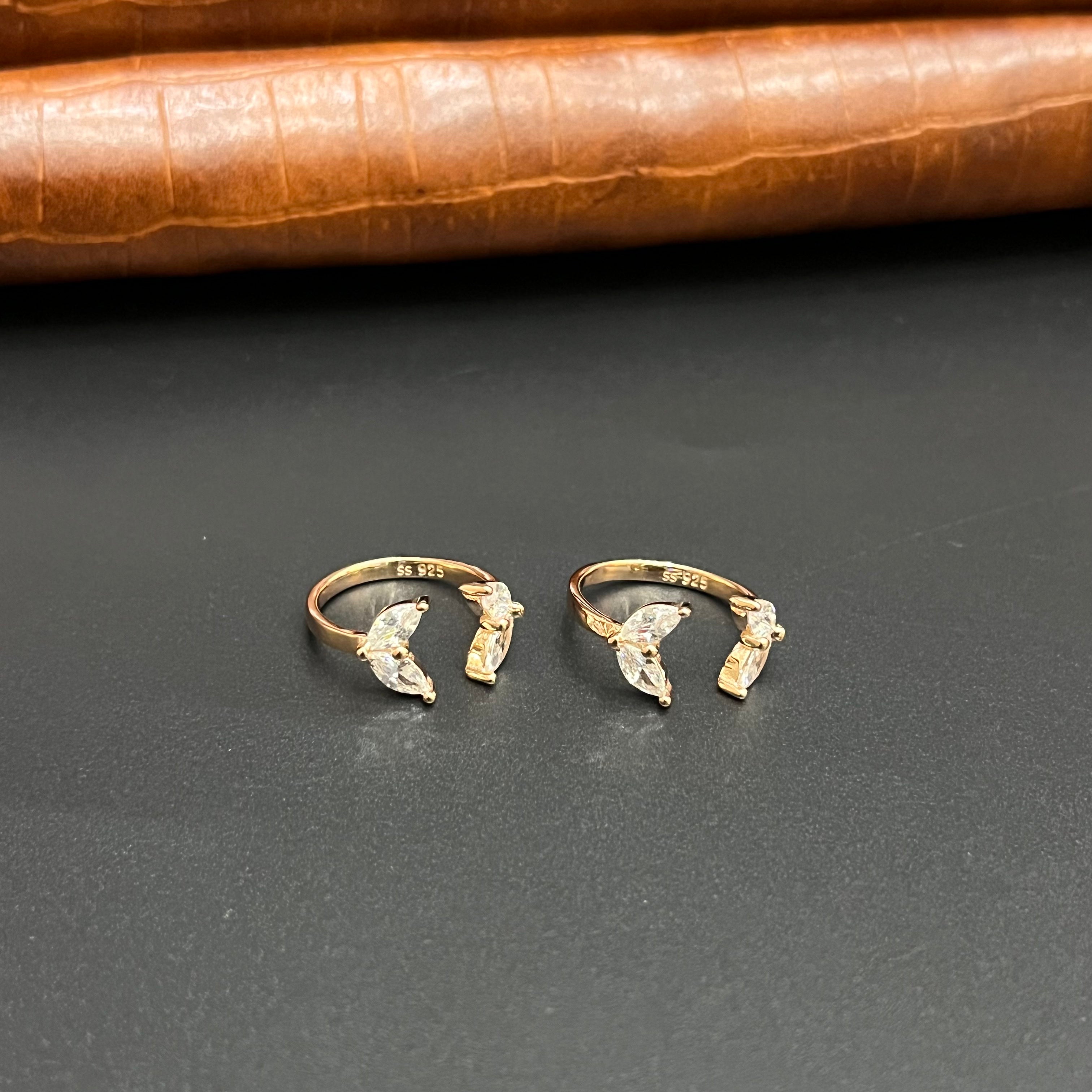 Silver Ladies Toe Rings Dolphin Fins Rosegold 925