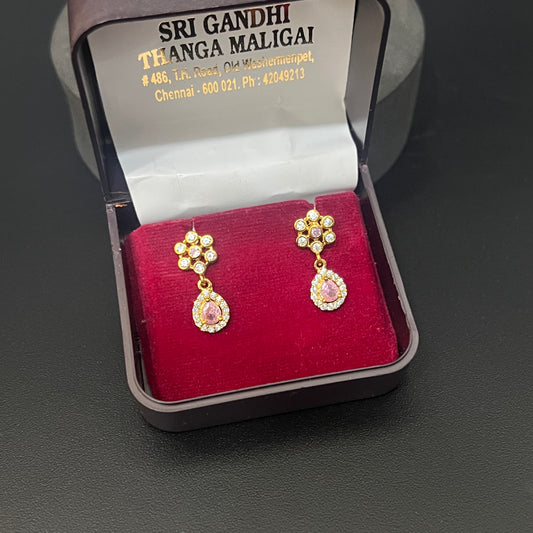 Silver GoldFinished Emerald Hanging Studs