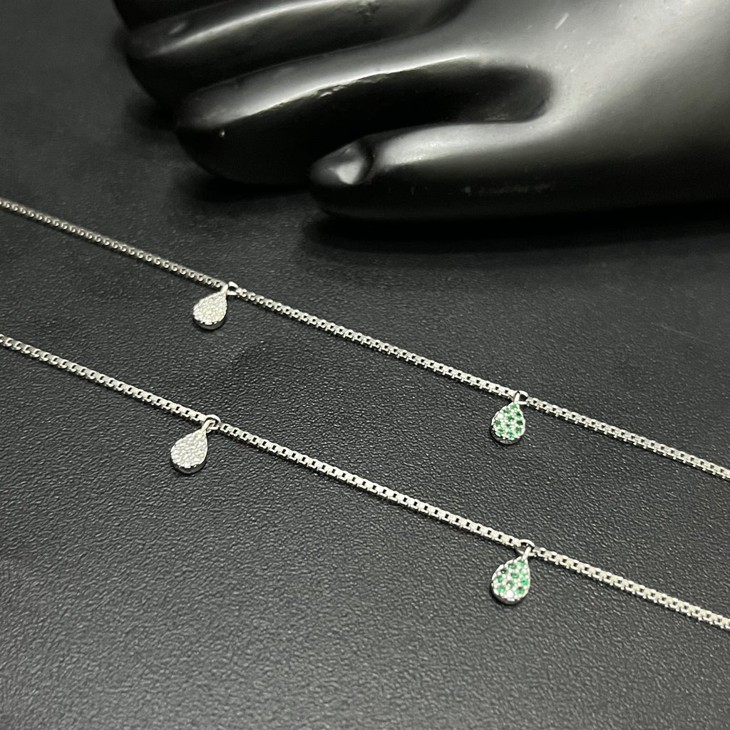 Silver Ladies Anklet Luna Drop M01 925