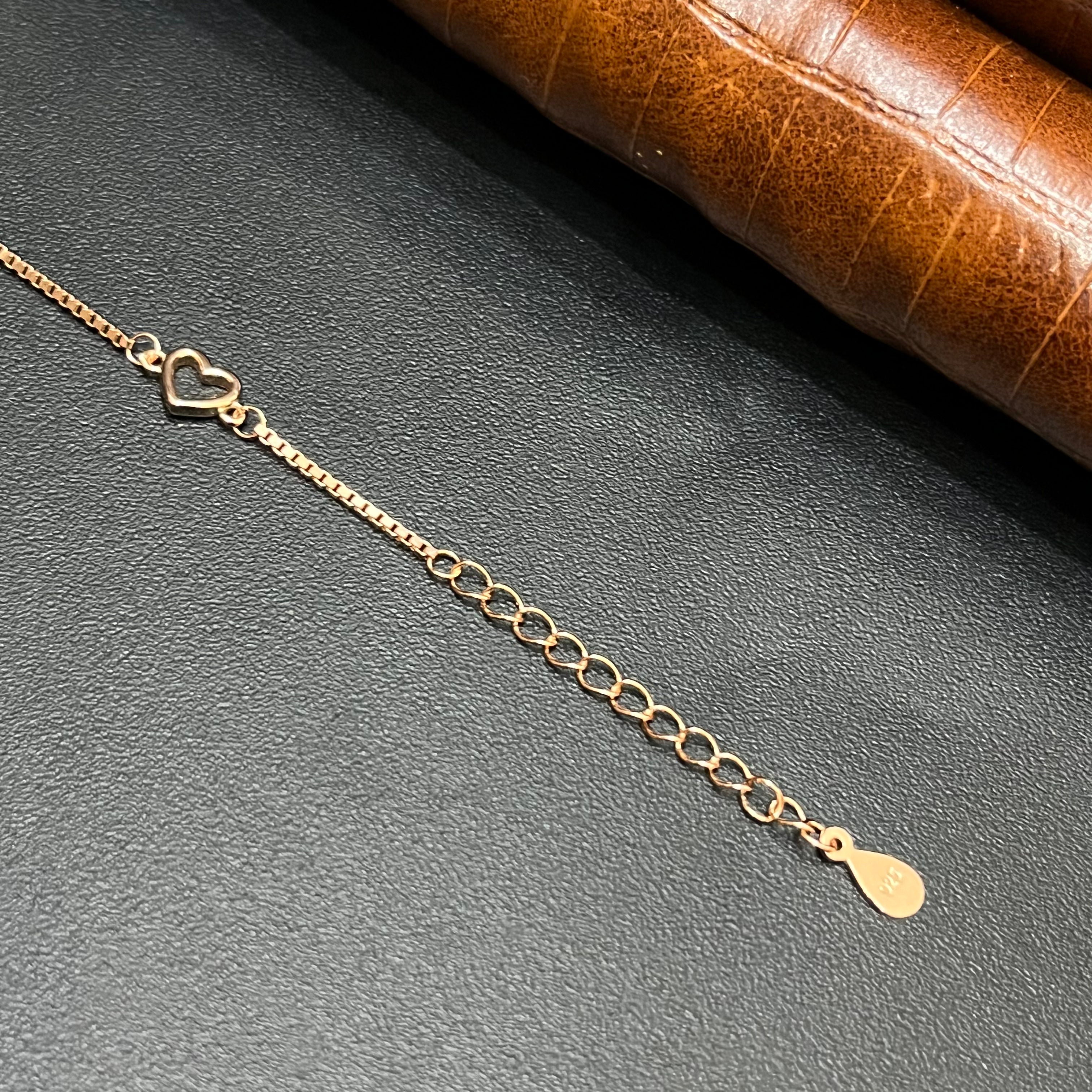 Silver Ladies Bracelet Two Hearts Shapes Rose Gold 925