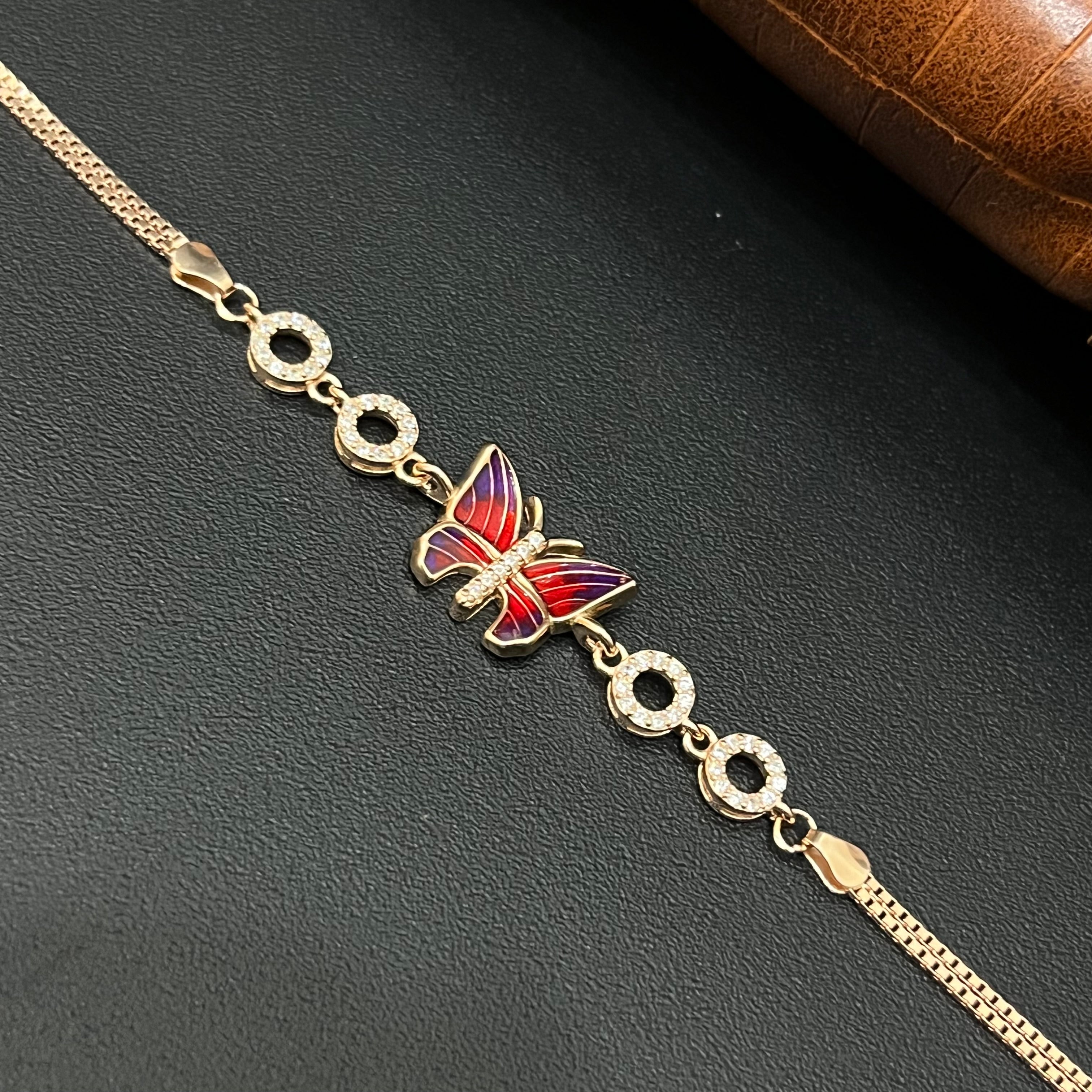 Silver Ladies Bracelet Epoxy Butterfly 925 E12