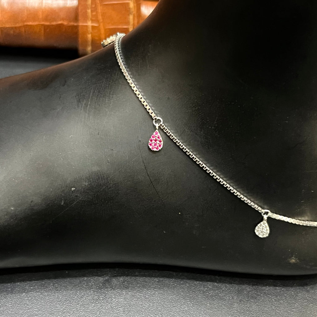 Silver Ladies Anklet Luna Drop M02 925