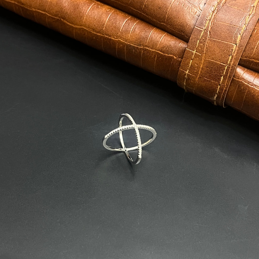 Silver Ladies Ring Four Line 925