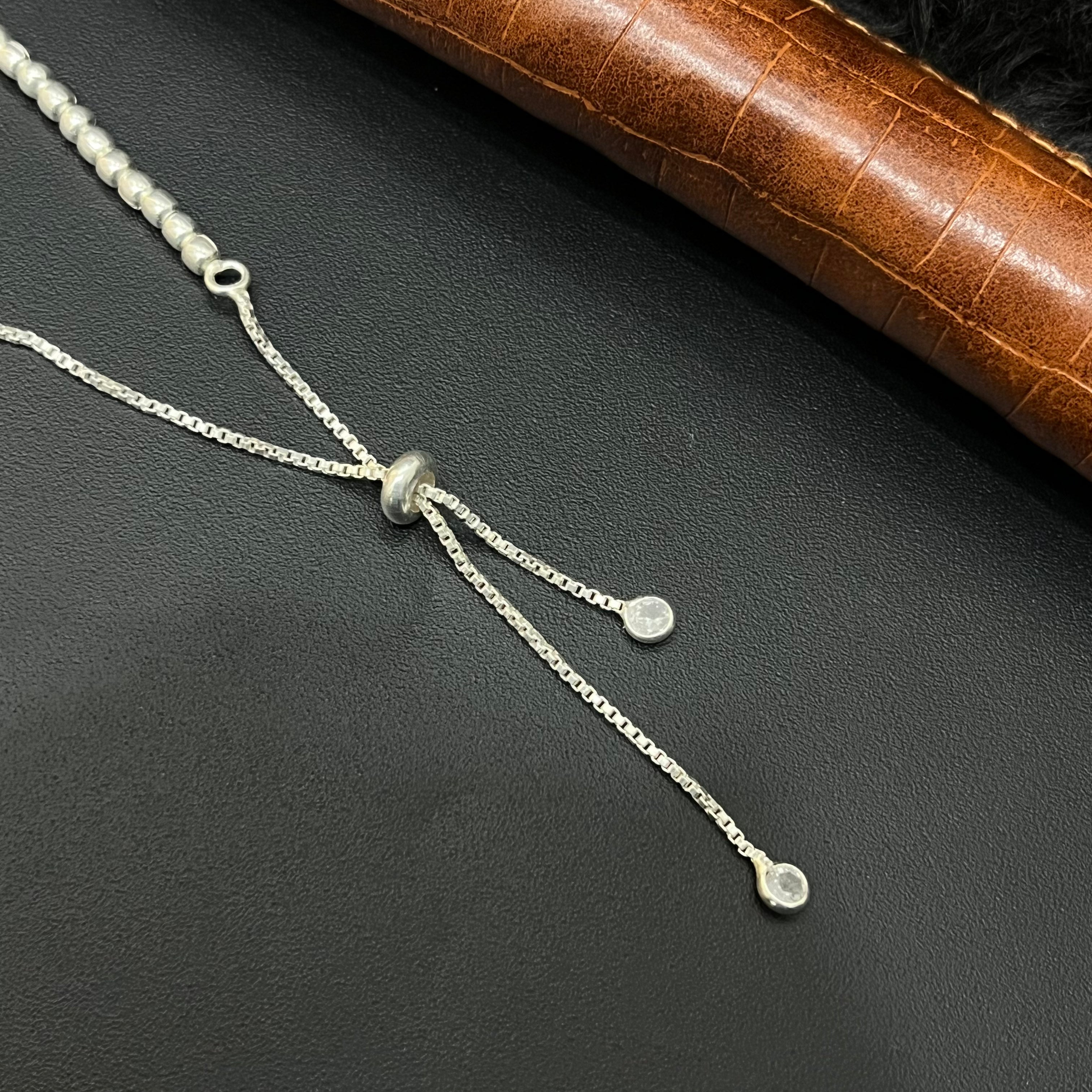 Silver Ladies Bracelet Balls Adjustable Loop