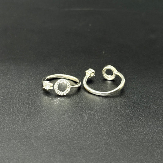 Silver Ladies Toe Rings Circle in AD SS
