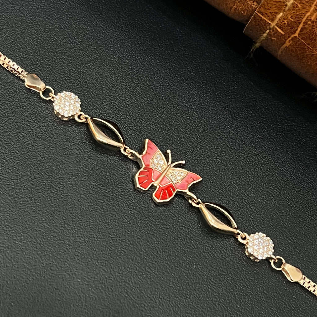 Silver Ladies Bracelet Epoxy Butterfly 925 E09