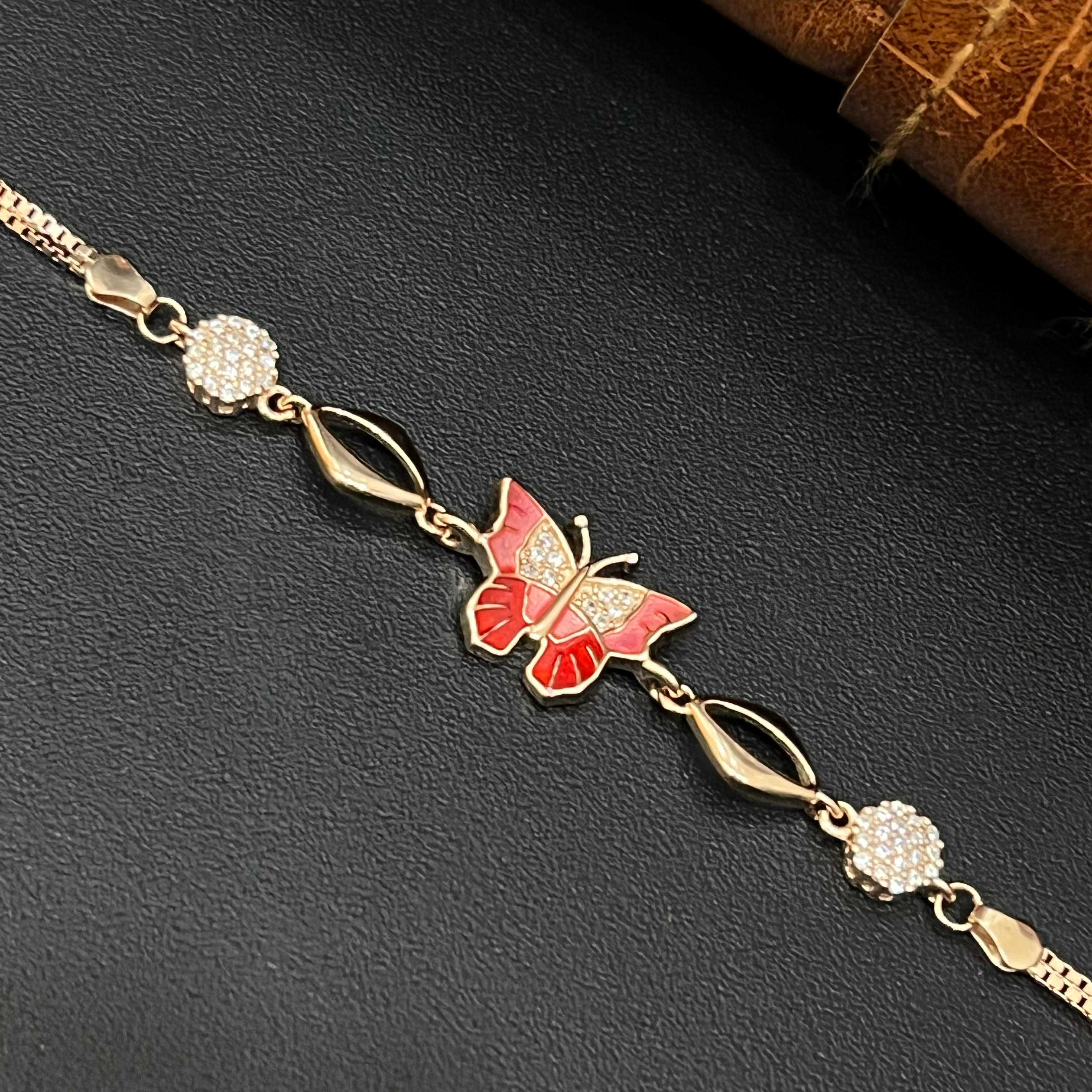 Silver Ladies Bracelet Epoxy Butterfly 925 E09