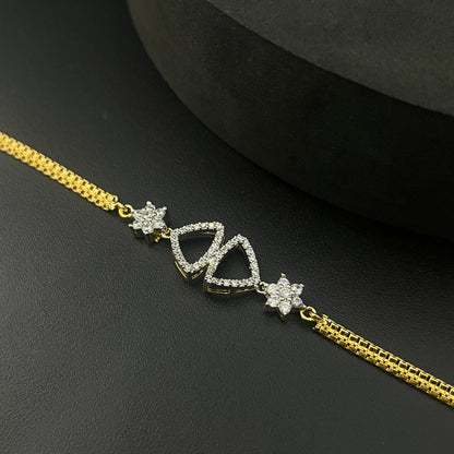 Silver Ladies Bracelet Gold Finished 2 Triangle