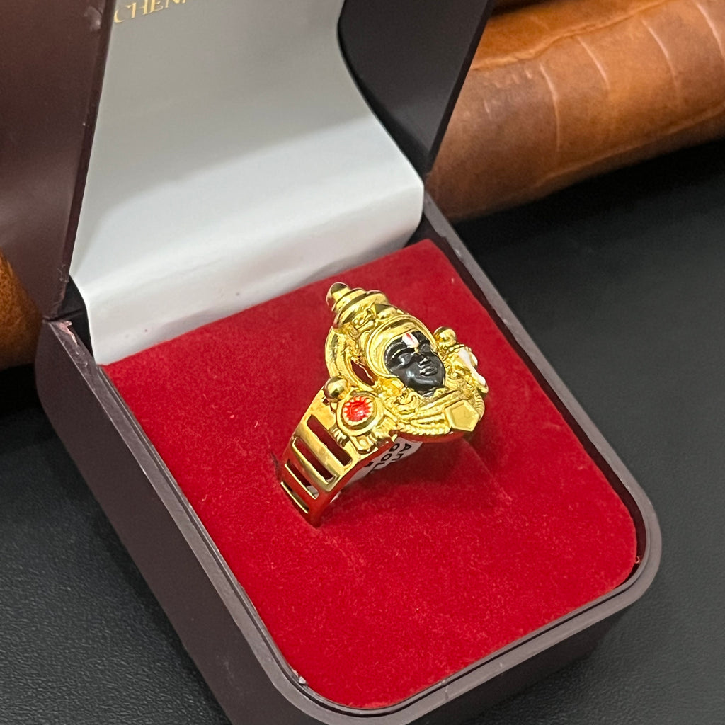 Silver Ring Tirupathi BalajiI Half Face Gold Finished 925 6