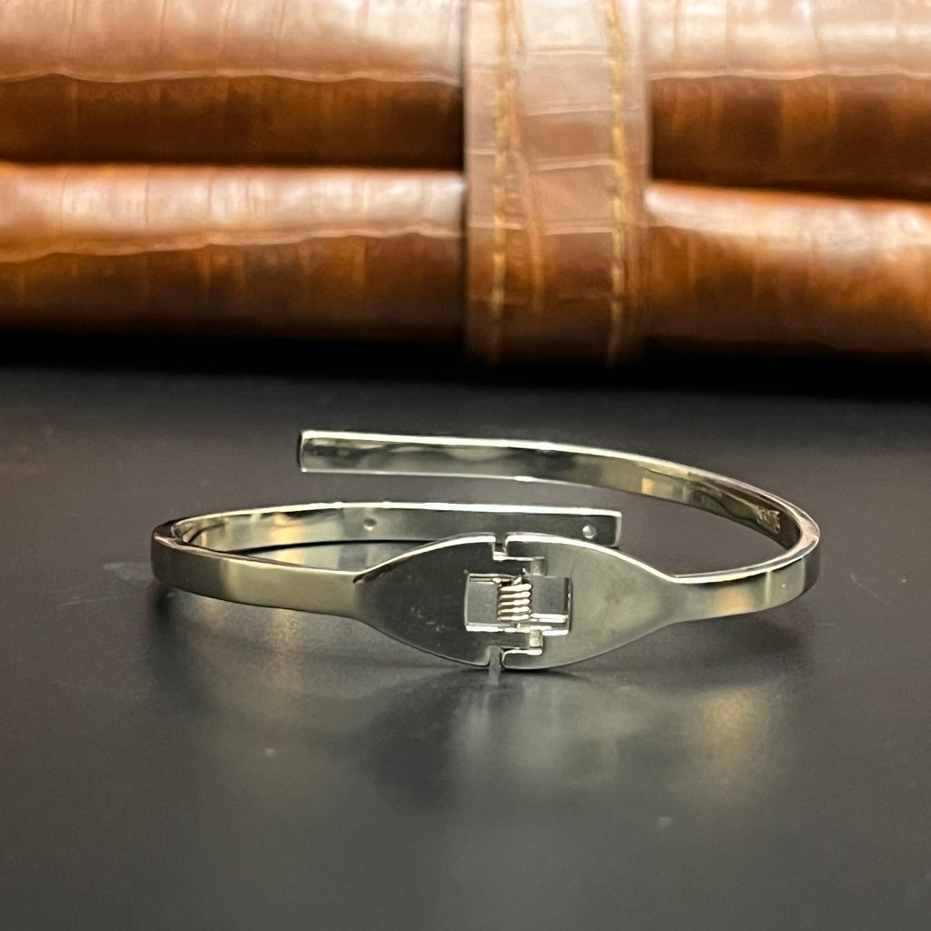 Silver Unisex Kada Elite Edges With Stone Adjustable 925