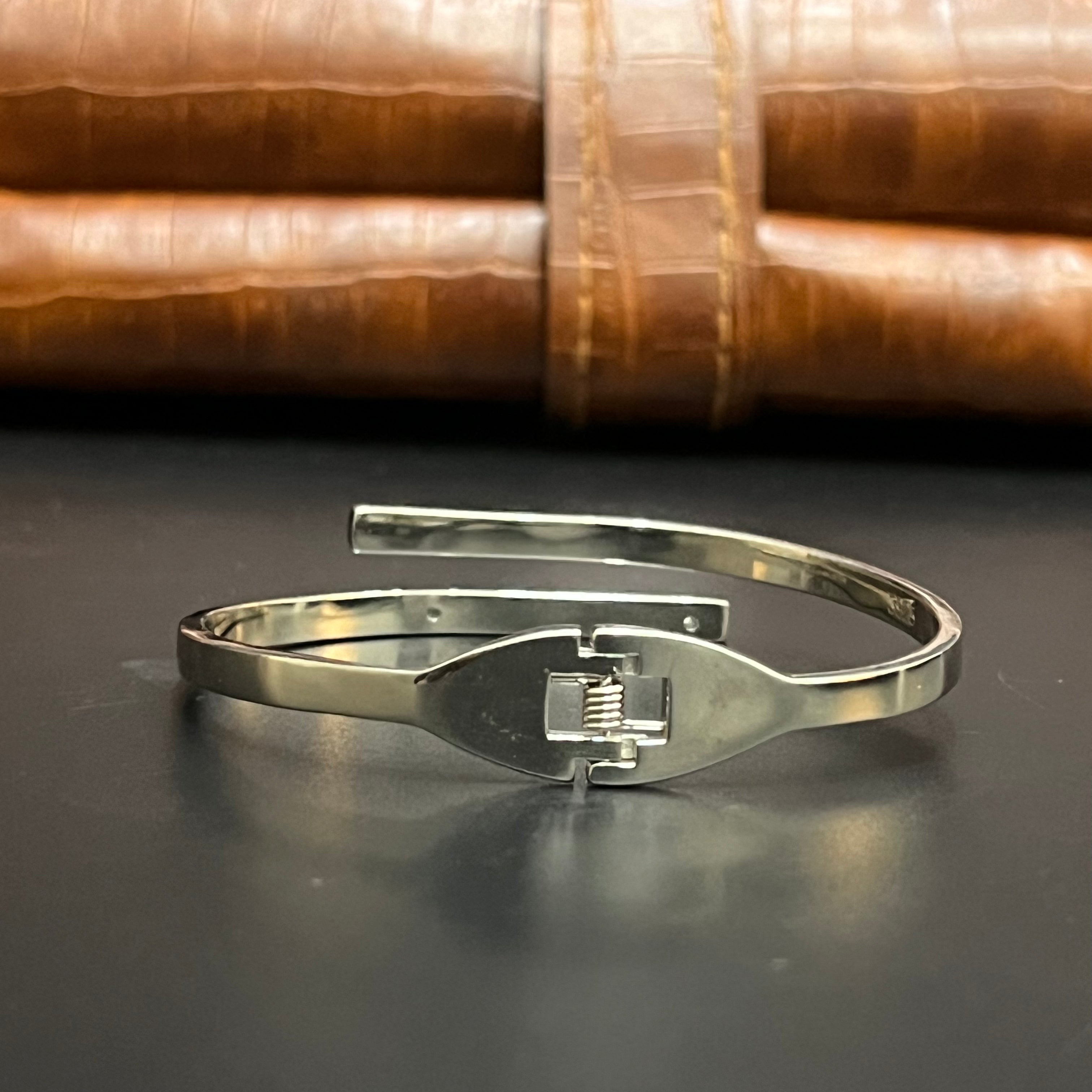 Silver Unisex Kada Elite Edges With Stone Adjustable 925