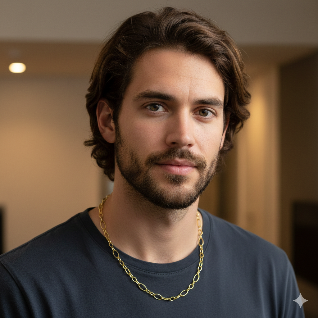 Silver Mens Indo Italian Chain Gold Finished Links02