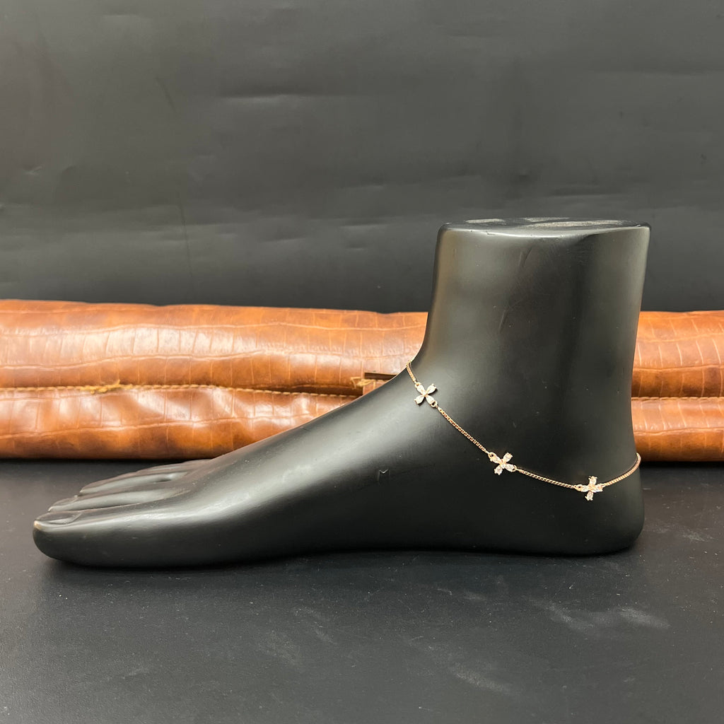 Silver Ladies Anklet Petals Rosegold 925