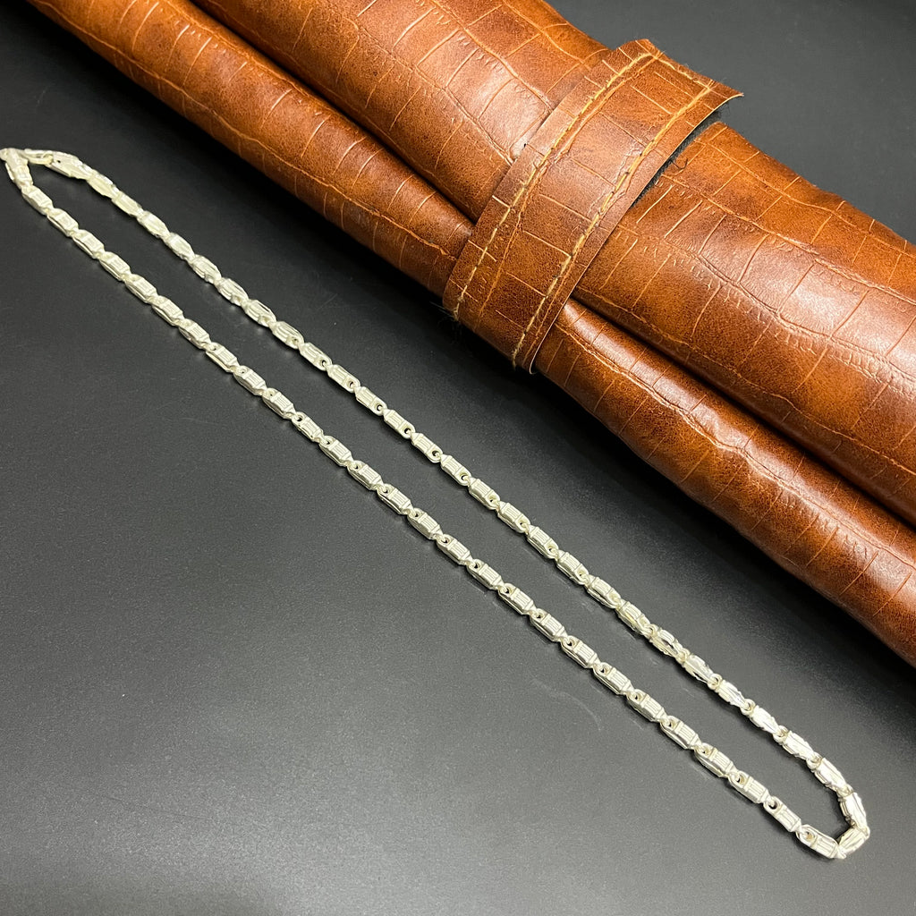Silver Mens Chain Luxury Textured Link 925