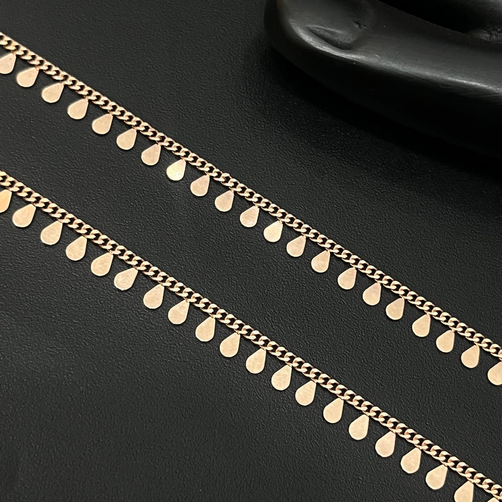 Silver Ladies Anklet Water Droplets RG