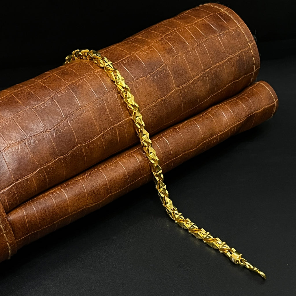 Silver Mens Bracelet Double Kathli Gold Polish