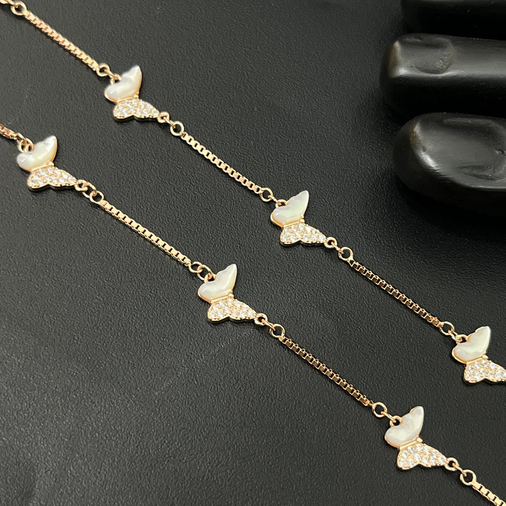 Silver Ladies Anklet Butterfly Rosegold 925