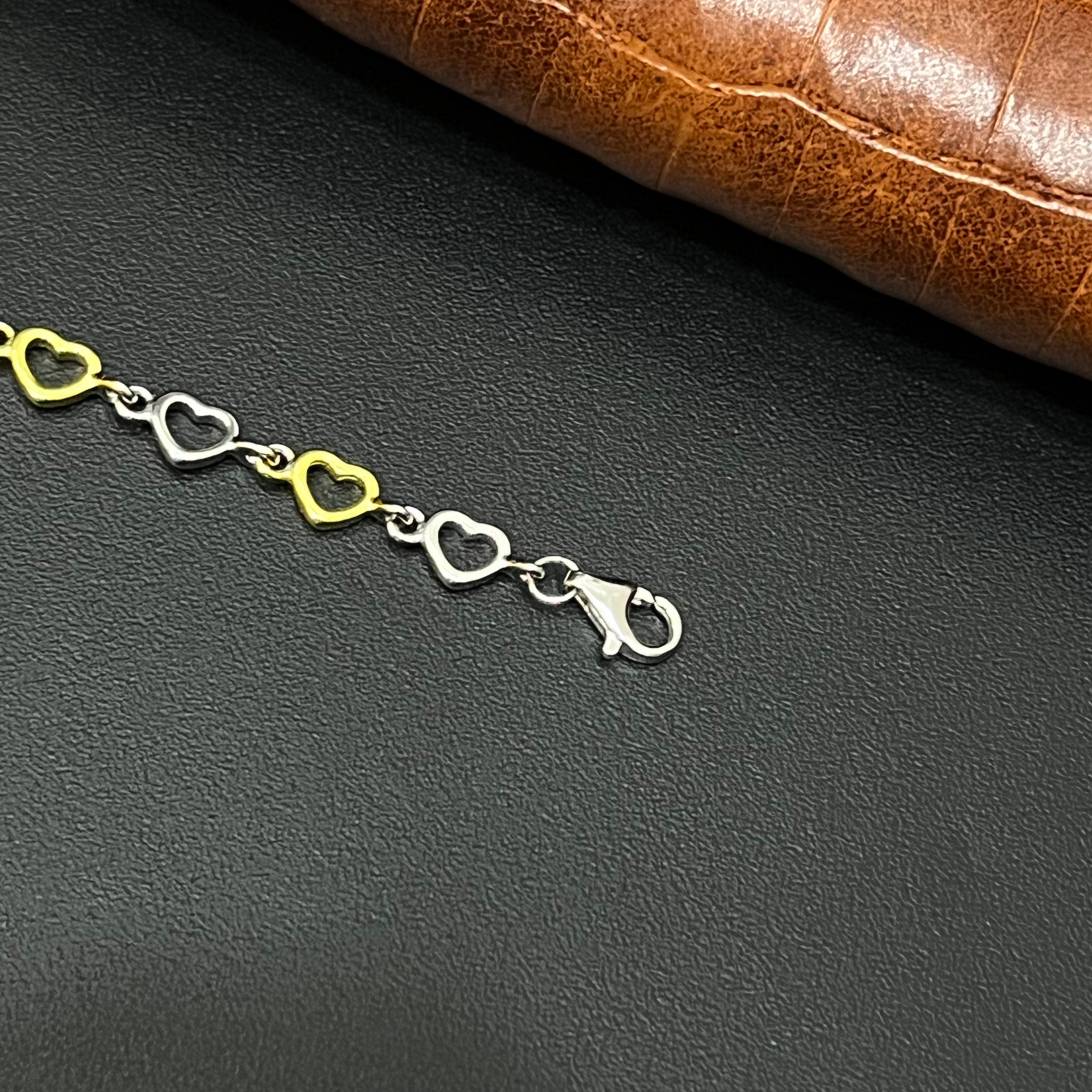 Silver Ladies Bracelet Two Tone Hearts