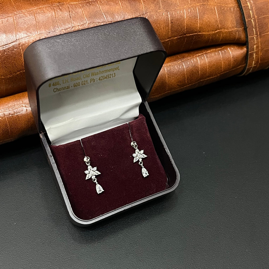 Silver Ladies Bugdis \Helix Studs White Flower