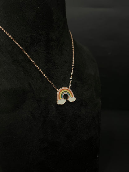 Silver Ladies Pendant Chain Rainbow