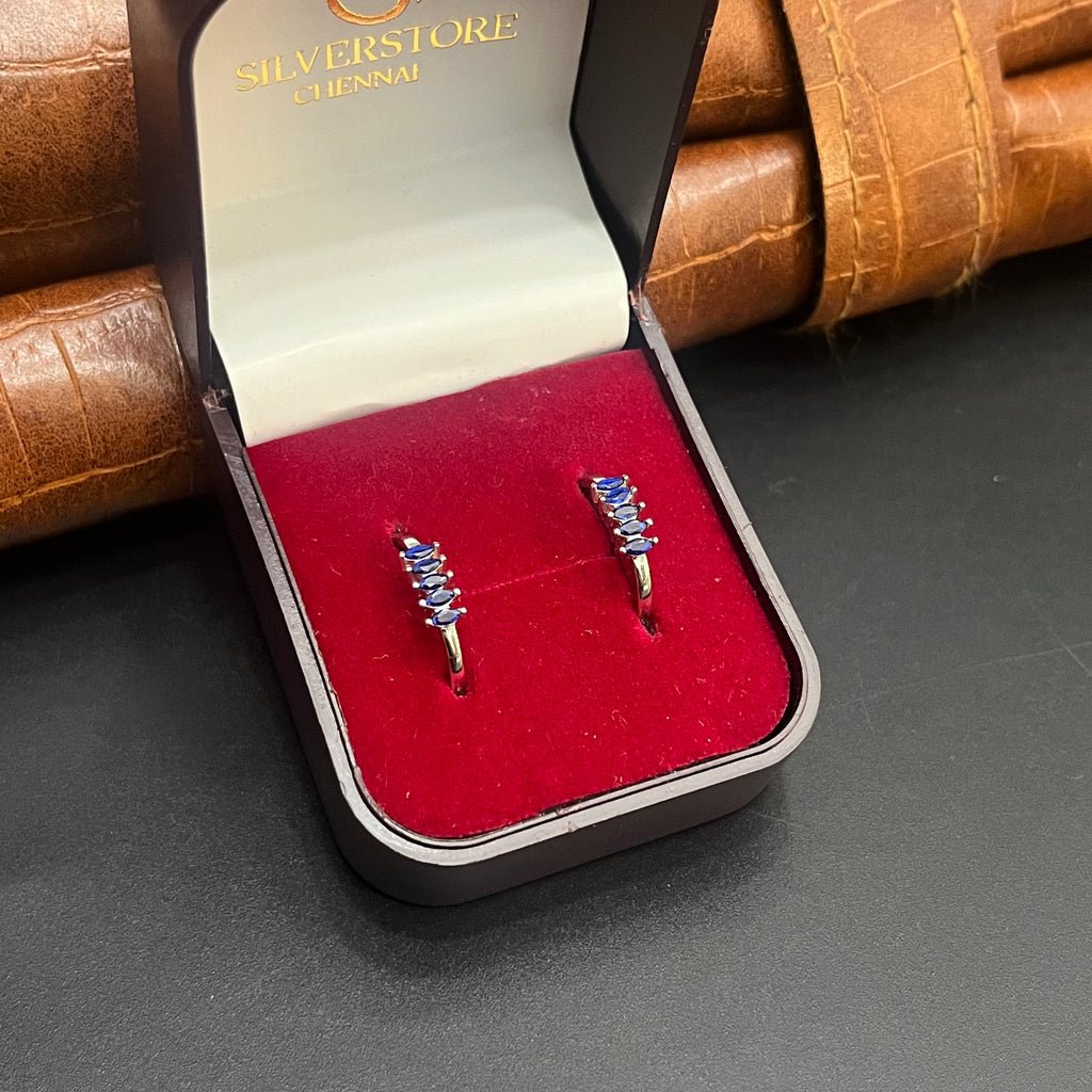 Silver Ladies Toe Ring Blue Oval 925