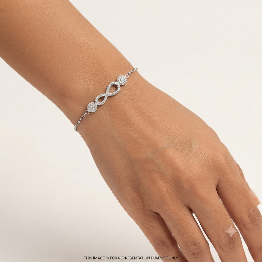 Silver Ladies Bracelet Infinity White Stone Charms 1 925