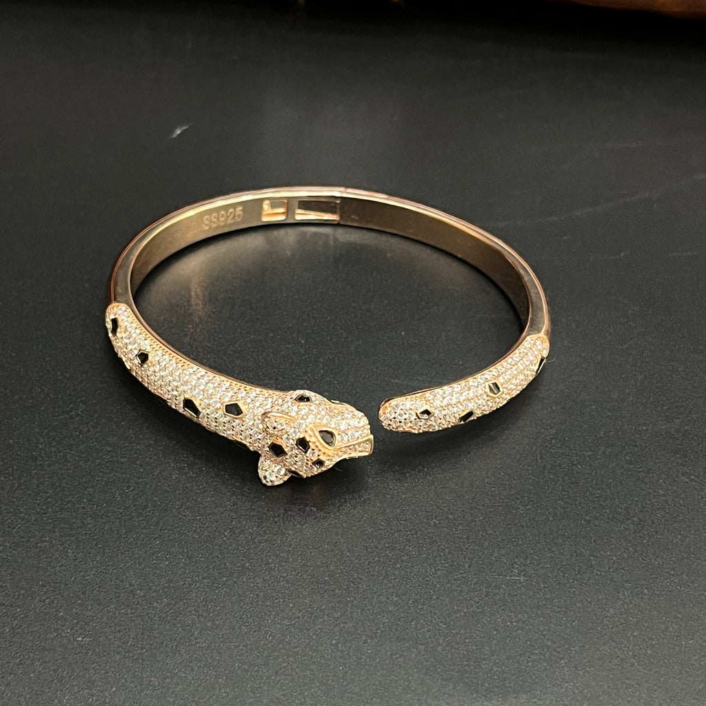 Silver Unisex Kada Adjustable Jaquar Crystal Rose Gold 925