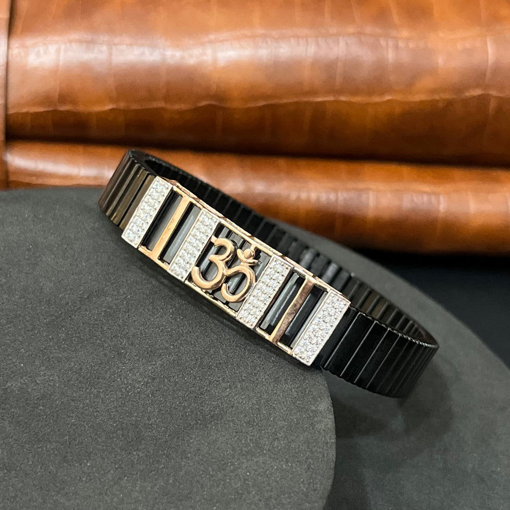 Silver Mens Flexible Bracelet OM Rosegold FB1 925