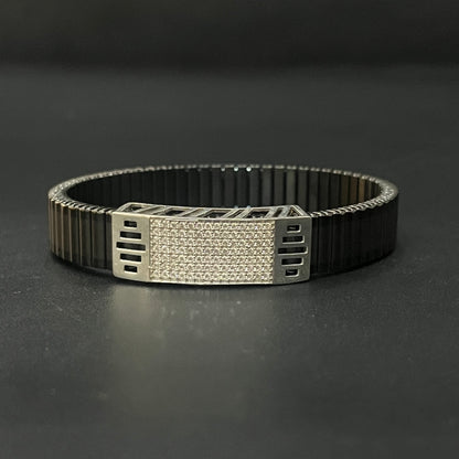 Silver Mens Flexible Band AD Finished