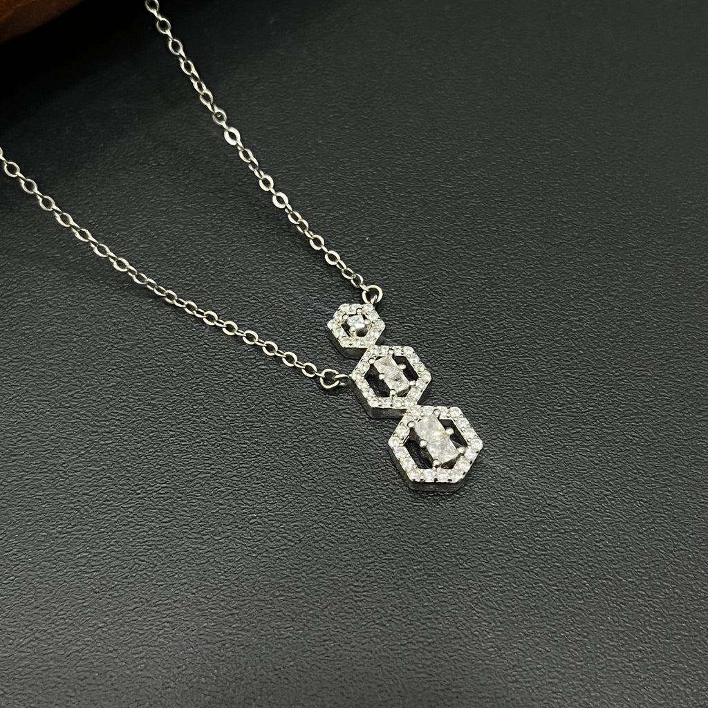 Silver Ladies Chain Cz Three