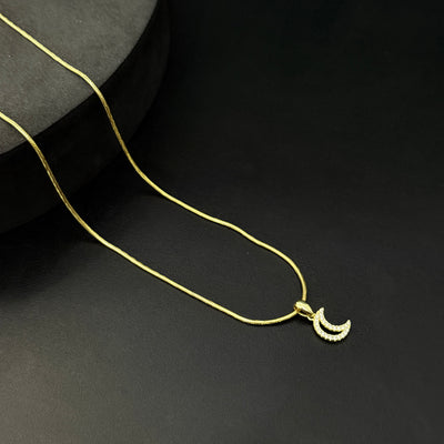 Ladies Pendant Moon Gold Finish