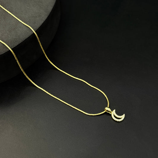 Ladies Pendant Moon Gold Finish