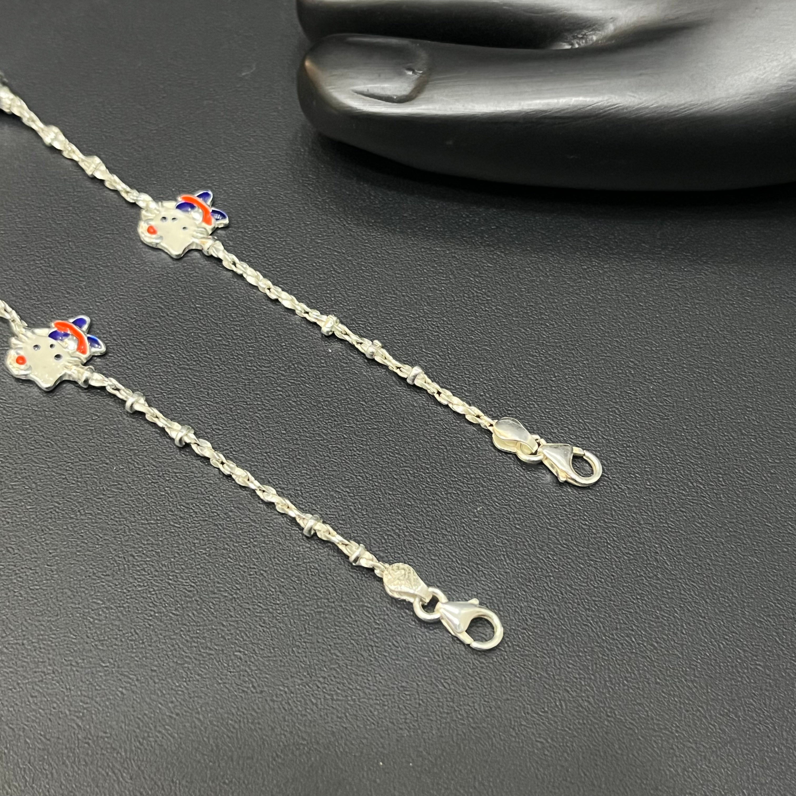 Silver Baby Anklet teddy