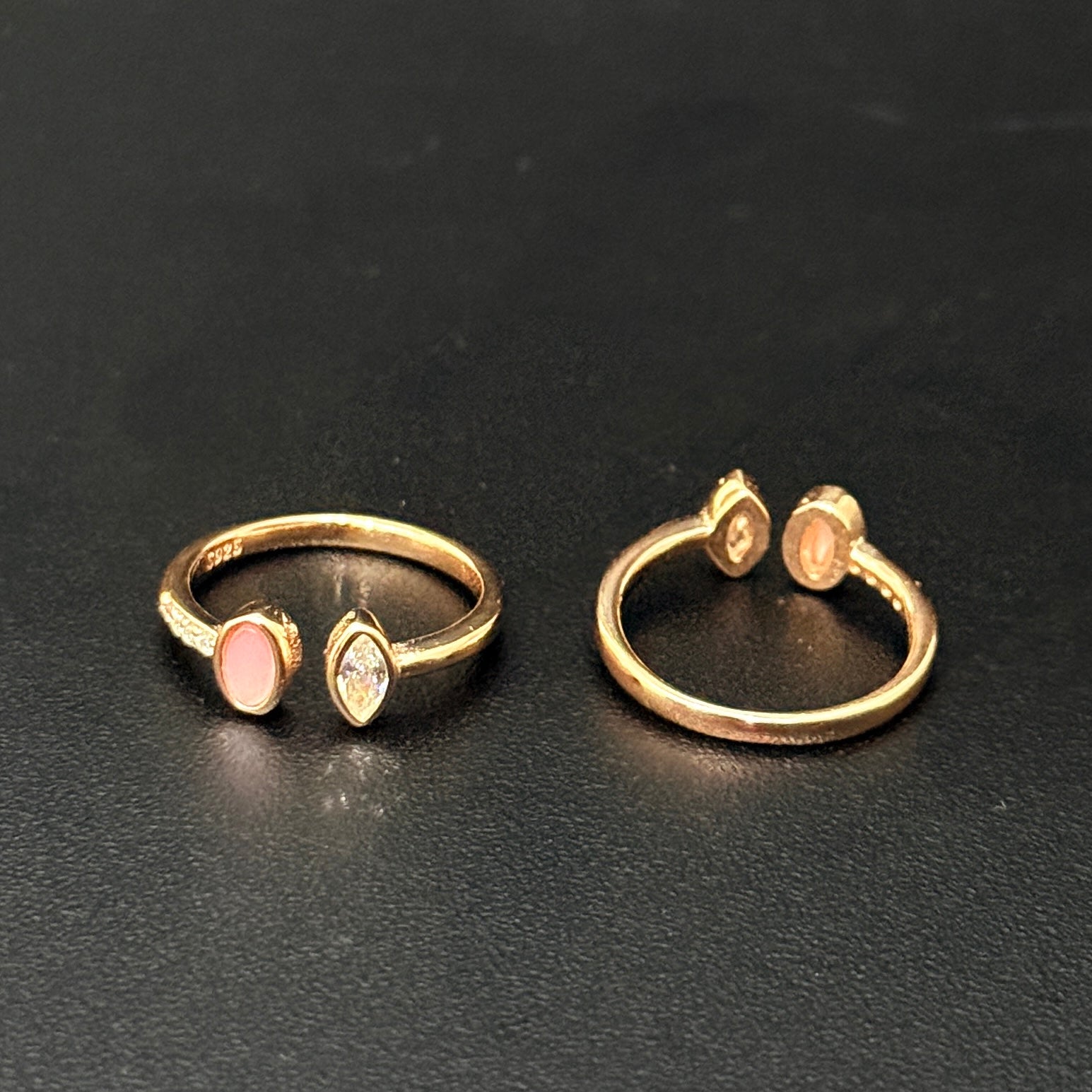 Silver Ladies Toe Rings Pink & White AD