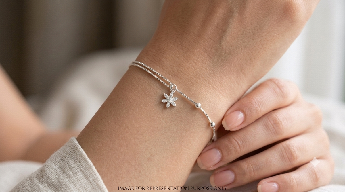 Silver Ladies Bracelet Crystal Petal Grace 1 925