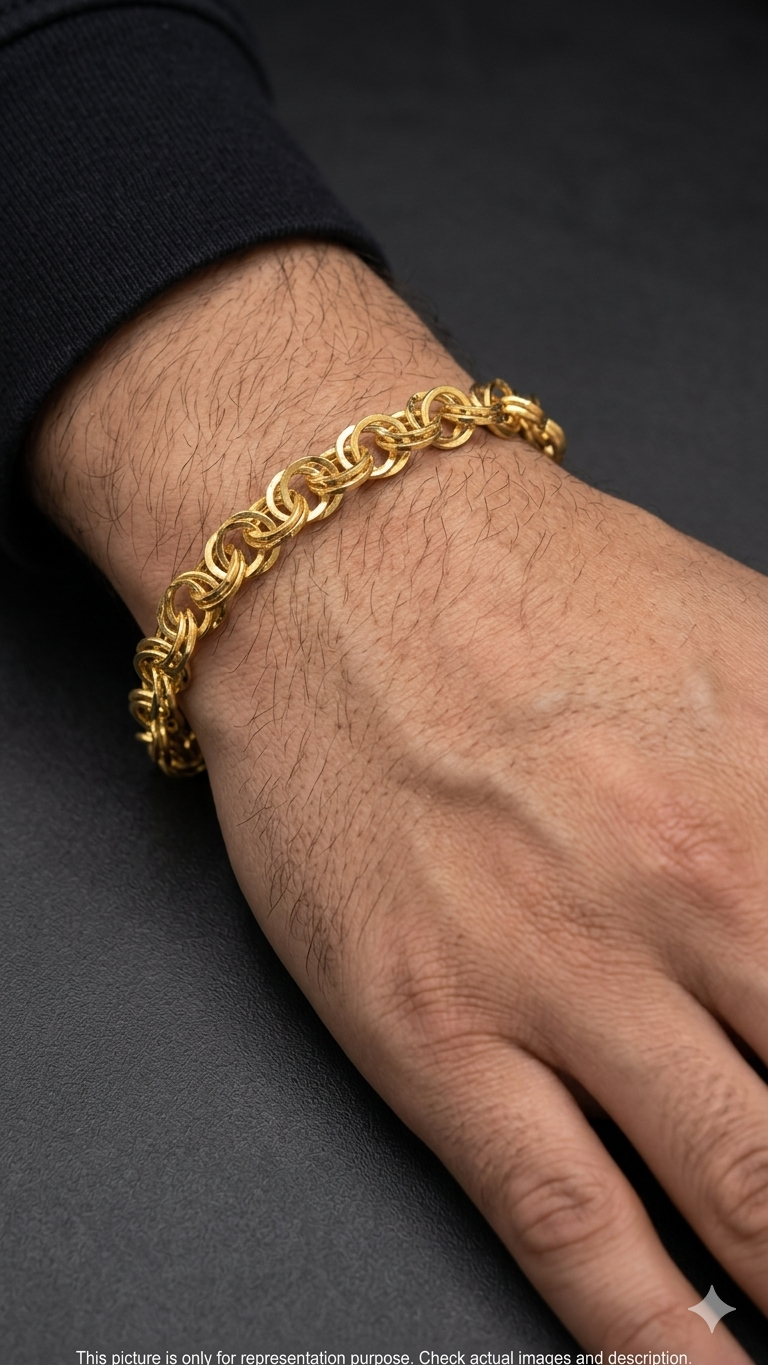 Men’s Silver Bracelet Indo-Italian Interlinked Chain Design B01