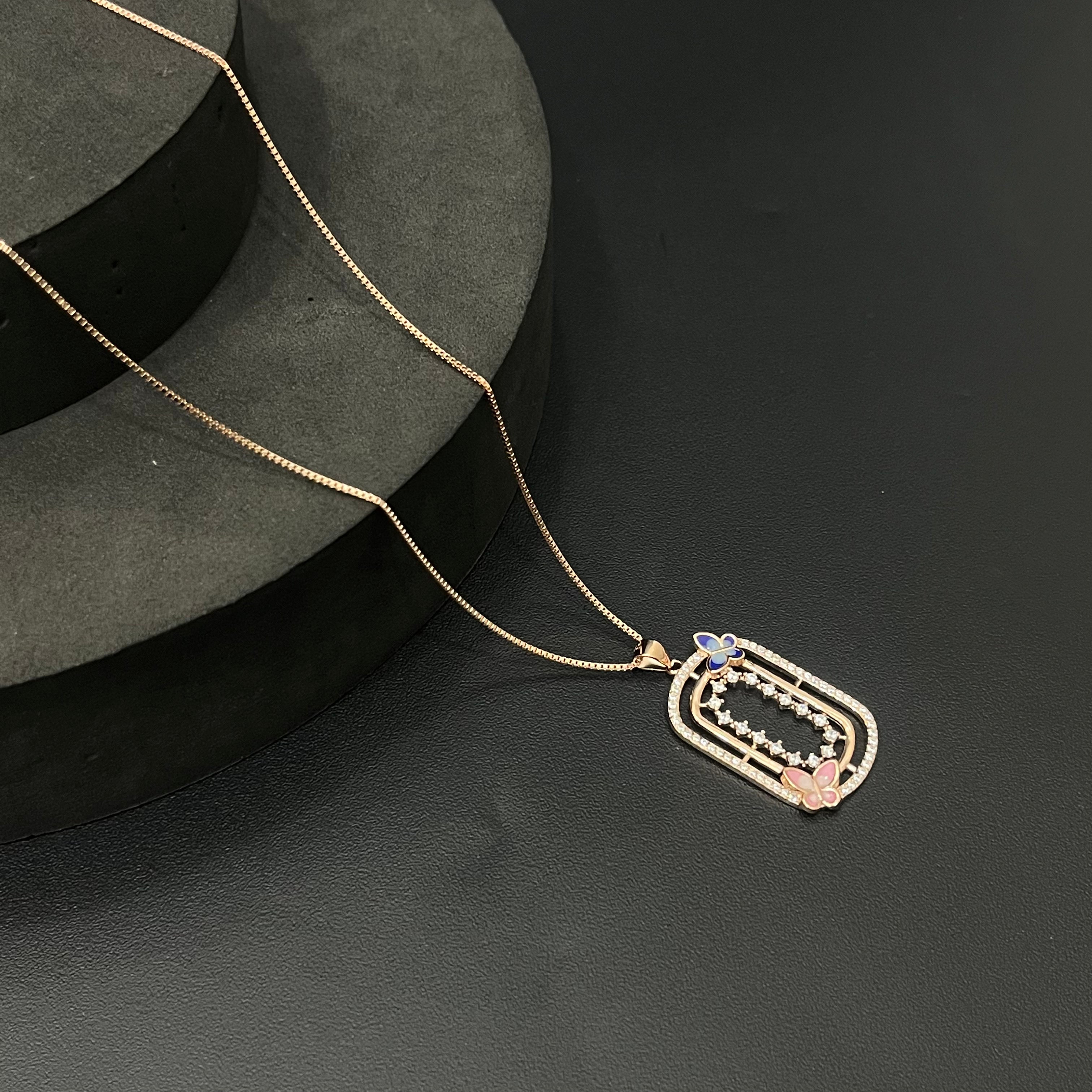 Silver Ladies Pendant Chain Capsule Rosegold